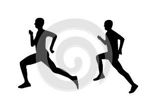 Runner man silhouette sprint illustration. Male marathon run action sport