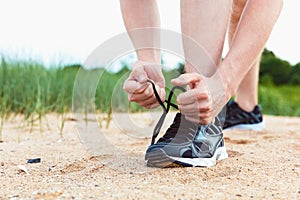 Runner preparing for a jog outdoors