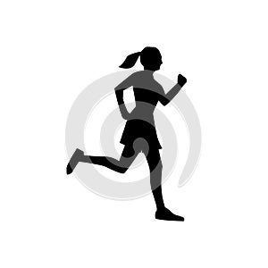Runner qirl silhouette. Runner woman simple isolated icon