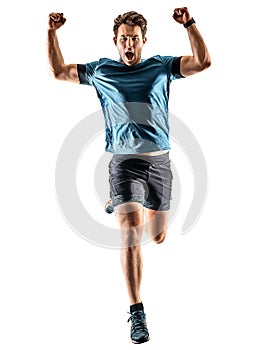 Runner running jogger jogger young man isolated white background