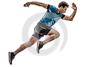 Runner running jogger jogger young man isolated white background