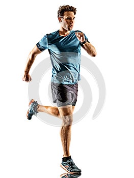 Runner running jogger jogger young man isolated white background