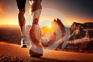 Runner running on the road wearing sports shoes