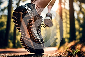 Runner running on the road wearing sports shoes