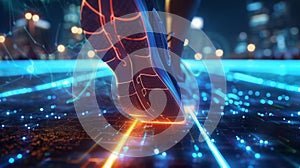 A Runner's Futuristic Journey.AI generated image photo