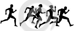 Runner silhouettes isolated on white background