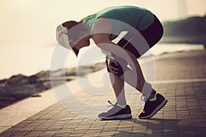 Runner with sports running legs injury