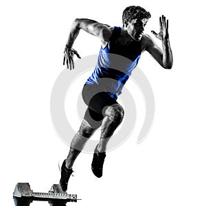 runner sprinter running sprinting athletics man silhouette isola