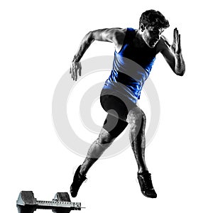 runner sprinter running sprinting athletics man silhouette isola