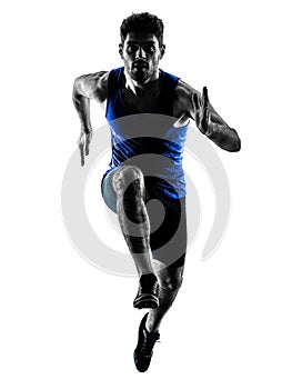Runner sprinter running sprinting athletics man silhouette isola