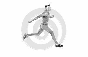 runner sprinting with incredible speed. sport competition. runner at a long sport run. runner run isolated on white