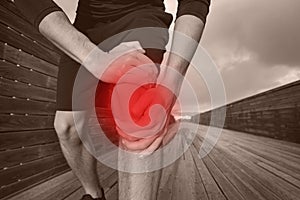 Runner suffering from knee injury and pain. Meniscus Injury, dislocated knee, tendonitis