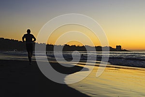 Runner at sunset, La Jolla Shore