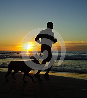 Runner at sunset, La Jolla Shore