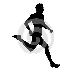 Runner, vector isolated silhouette. Profile