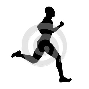 Runner vector silhouette, side view. Sprinting photo