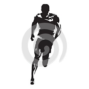 Runner vector silhouette, sprinting athlete