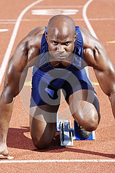 Runner Waiting At Starting Block