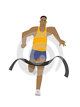 Runner winning a race marathon. Running sport vector illustration