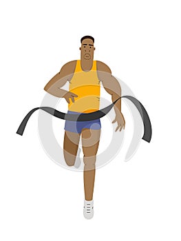 Runner winning a race marathon. Running sport vector illustration