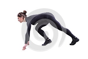 Runner woman isolated. Running fit fitness sport model jogging