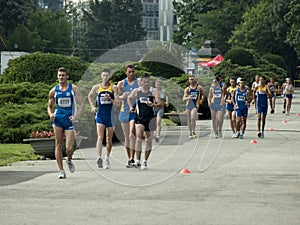 Athletes at the 20km march contest