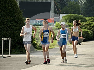 Athletes at the 20km march contest