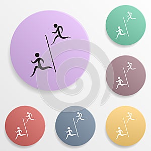 Runners cross the finish line badge color set icon. Simple glyph, flat vector of sport icons for ui and ux, website or mobile