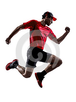 Runners joggers running jogging jumping silhouettes photo