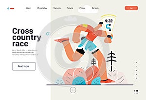 Runners - a man running and exercising outside, website template