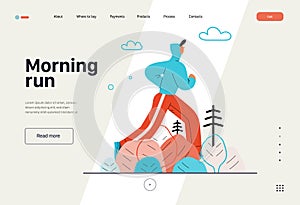 Runners - a man running and exercising outside, website template