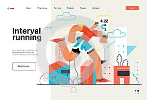 Runners - a man running and exercising outside, website template