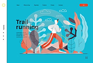 Runners - a man running and exercising outside, website template