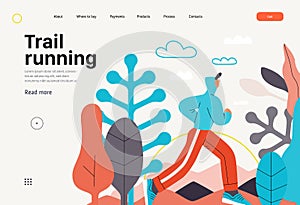 Runners - a man running and exercising outside, website template