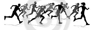 Runners Race Track and Field Silhouettes