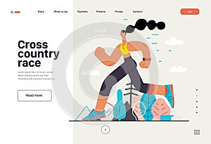 Runners - a woman running and exercising outside, website template