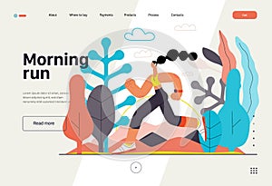 Runners - a woman running and exercising outside, website template