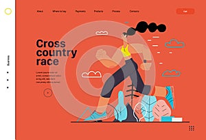 Runners - a woman running and exercising outside, website template