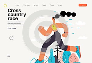 Runners - a woman running and exercising outside, website template