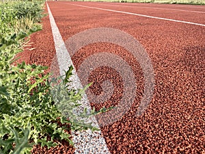 Runnig track or Athlete Track or jogging track or racetrack or running path. photo