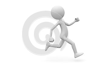 Running 3D Cartoon Character on White Background