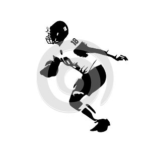 Running american football player