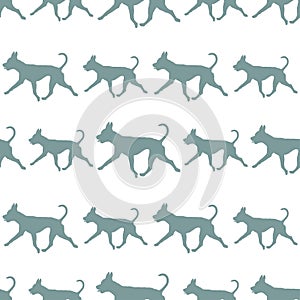 Running american pit bull terrier isolated on a white background. Seamless pattern. Endless texture. Design for