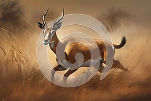 Running antelope. Generate AI photo