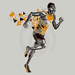 Running athlete with a graphic trail