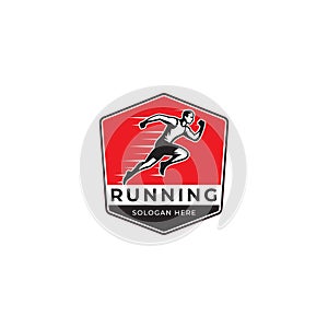 running athlete logo design, sprint or track runner concept