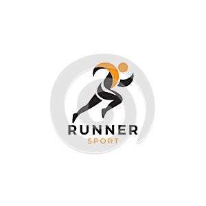 running athlete logo design, sprint or track runner concept