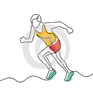 Running athlete one line vector illustration