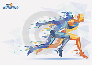 Running athletes, sport and competition background photo