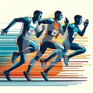 Running athletes vector symb photo